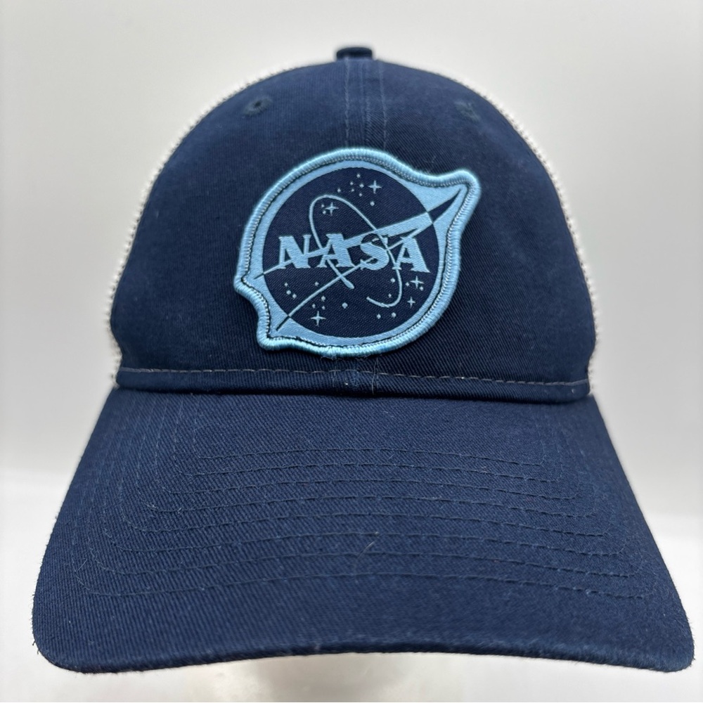 NASA New Era 9Forty Unisex Navy Blue/White Mesh SnapBack Trucker Hat OSFM